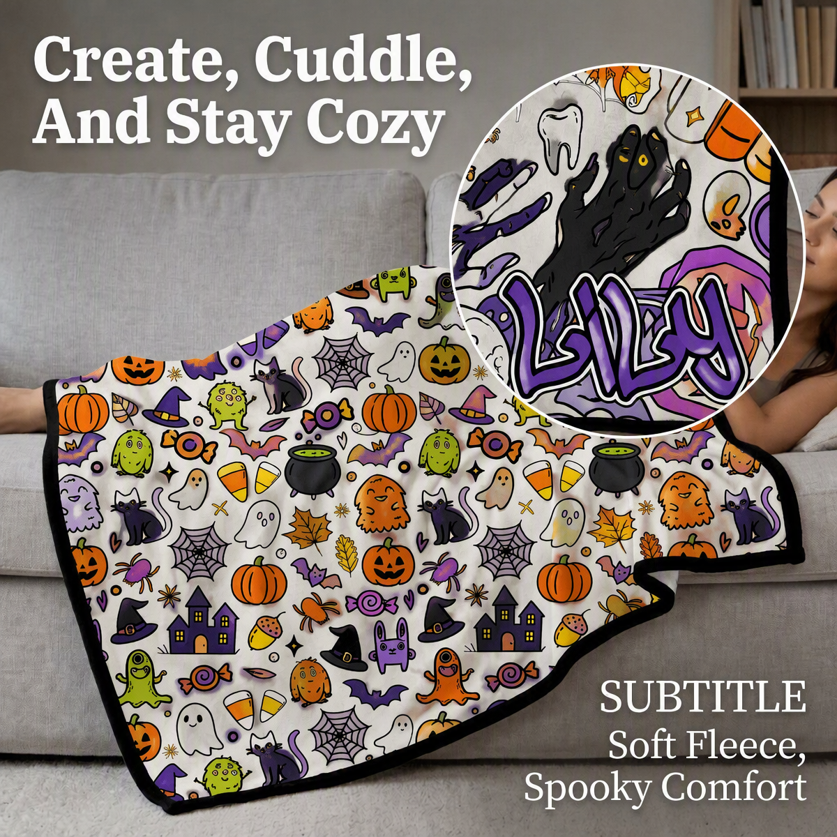 Halloween DIY Drawing Blanket – Creative Art Blanket for Kids & Adults, Spooky Halloween Activity Gift