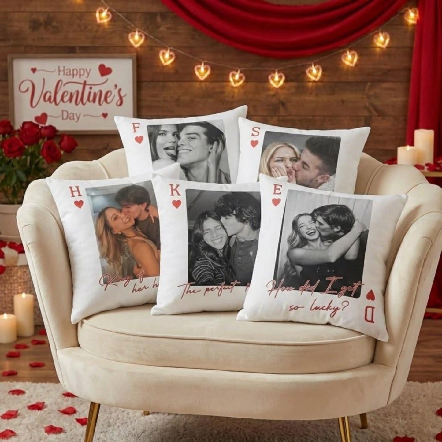 Personalized Playing Card Photo Pillow: Romantic Valentine’s Day Gift