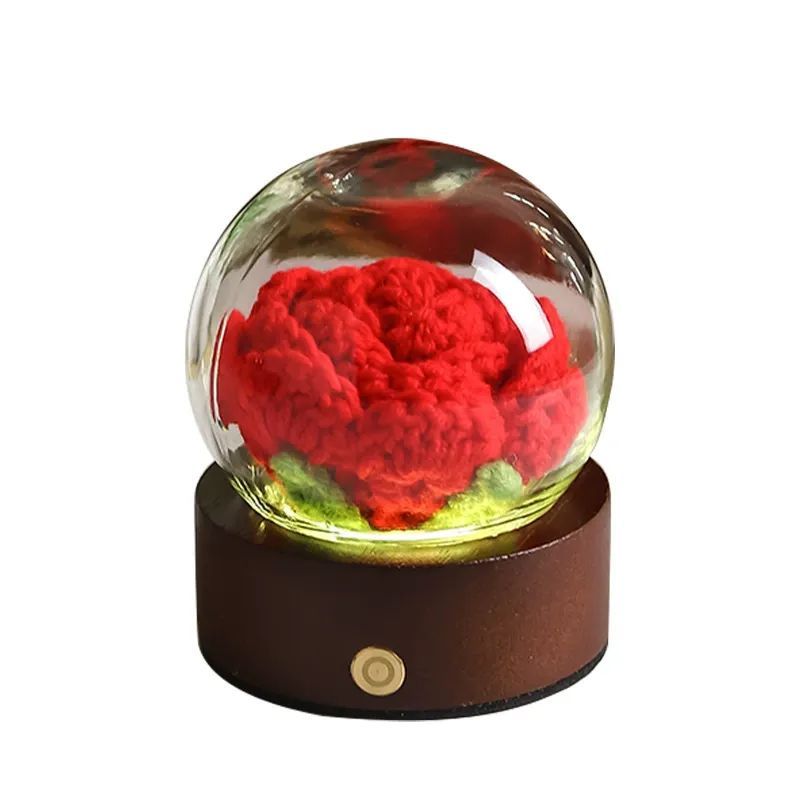 Custom Romantic LED Crocheted Rose – Glowing Knit Flower for Valentine’s Day