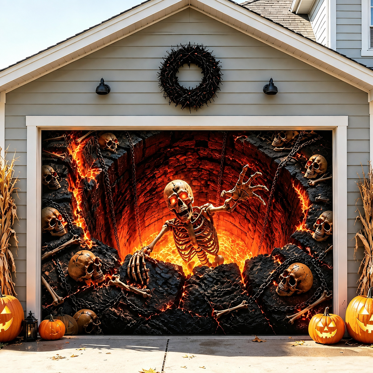 Large Halloween Garage Door Decoration Banner, Outdoor Holiday Backdrop & Themed Scene Decor