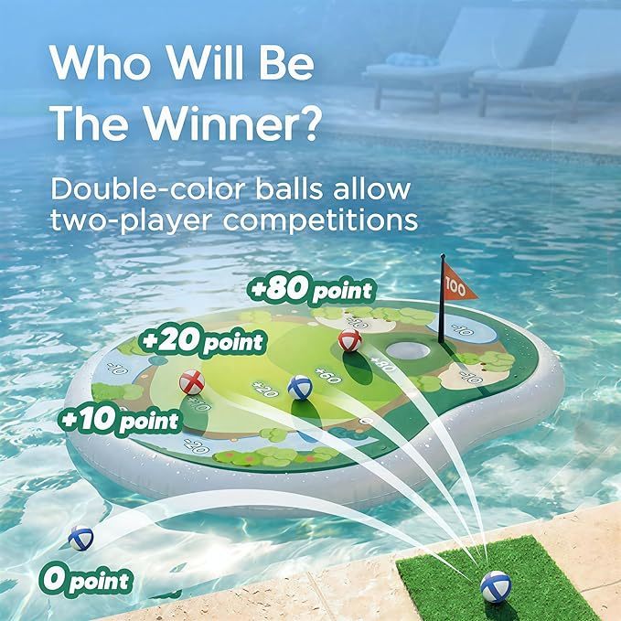 Kids Inflatable Golf Pool Toys Fun Swimming Pool Game Floating Water Chipping Green W/Sticky Balls Yard Summer Party Birthday Gift