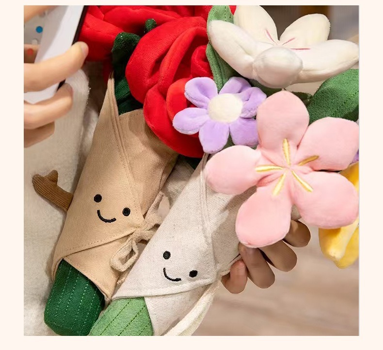 Love Plush Toy Doll Gift Valentine's Day Doll Concentric Lock Holding Flowers Graduation Gift Flowers