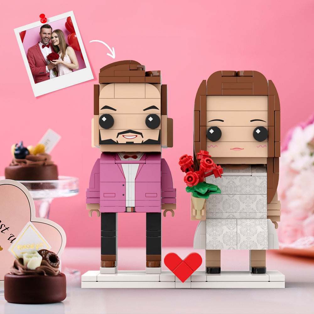 Couple Gift Present For Love Birds Customizable Fully Body 2 People Custom Brick Figures Universal Interlocking Plastic Toy Gift to Remember