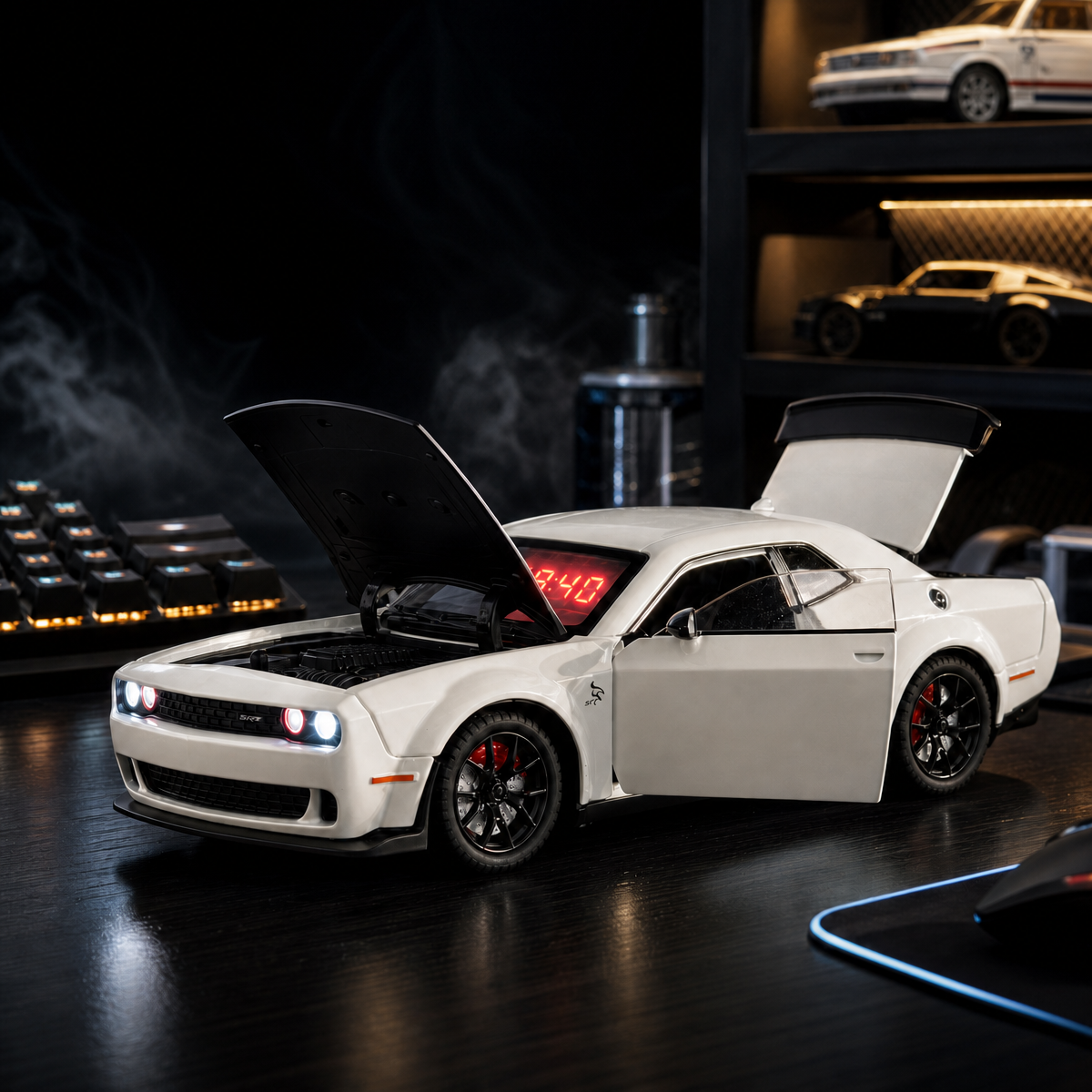 Hypercar Alarm Clock with Engine Sound, Exhaust Effect & LED Lights Collectibles and Decor Gift
