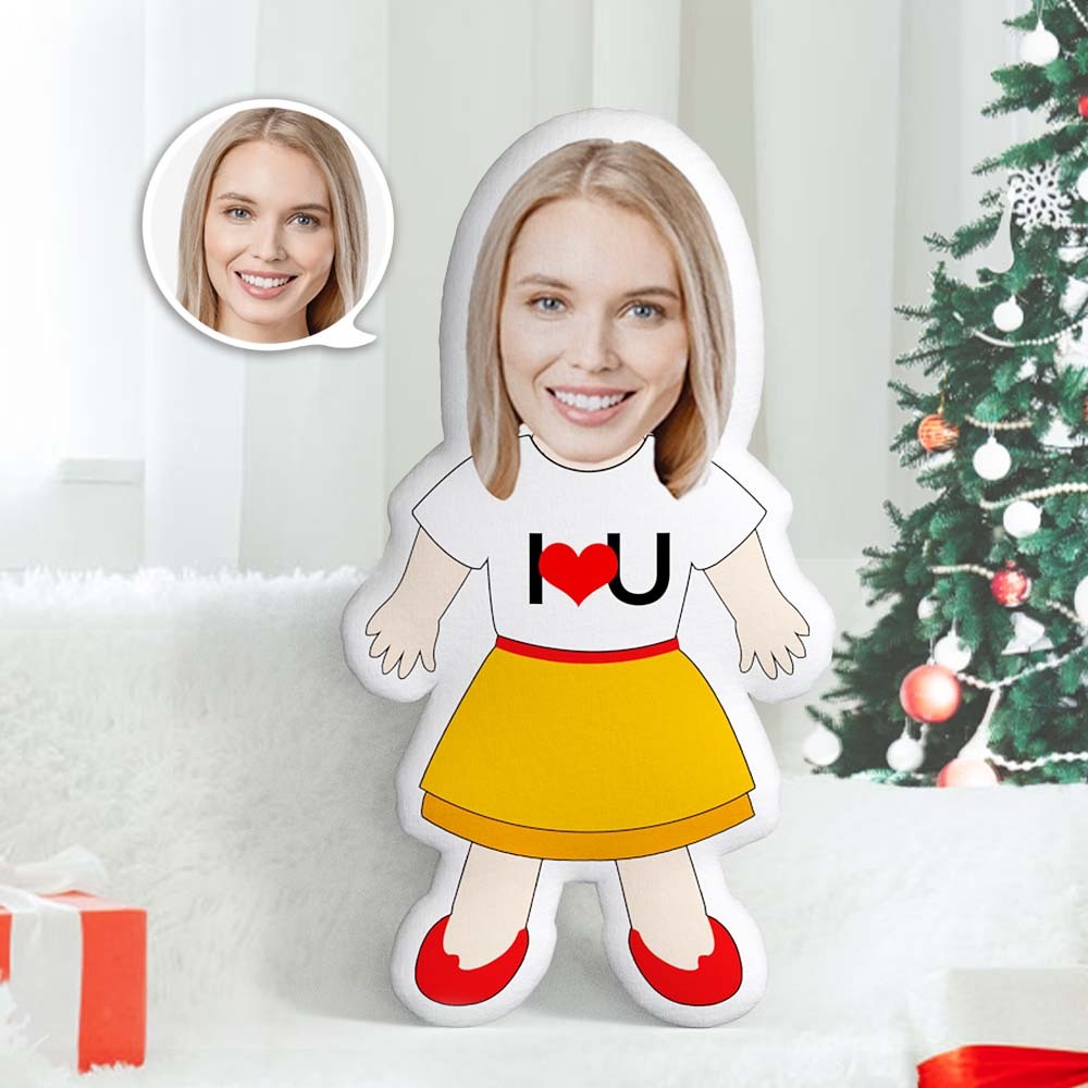 Christmas Gifts Custom Face Pillow I LOVE U Pillow Personalized Photo Pillow Custom MiniMe Pillow
