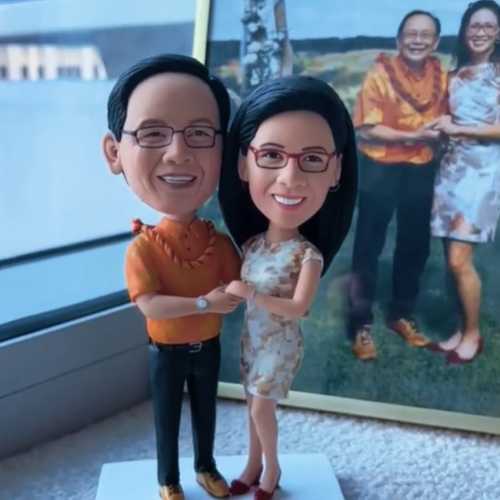 Fully Customizable 2 Person Bobbleheads Gift For Couple - Get Photo Blanket