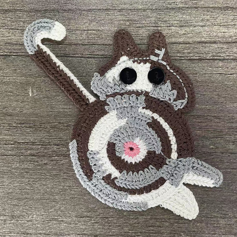 Handmade Crochet Cat Butt Coasters Eco-Friendly Home Decor