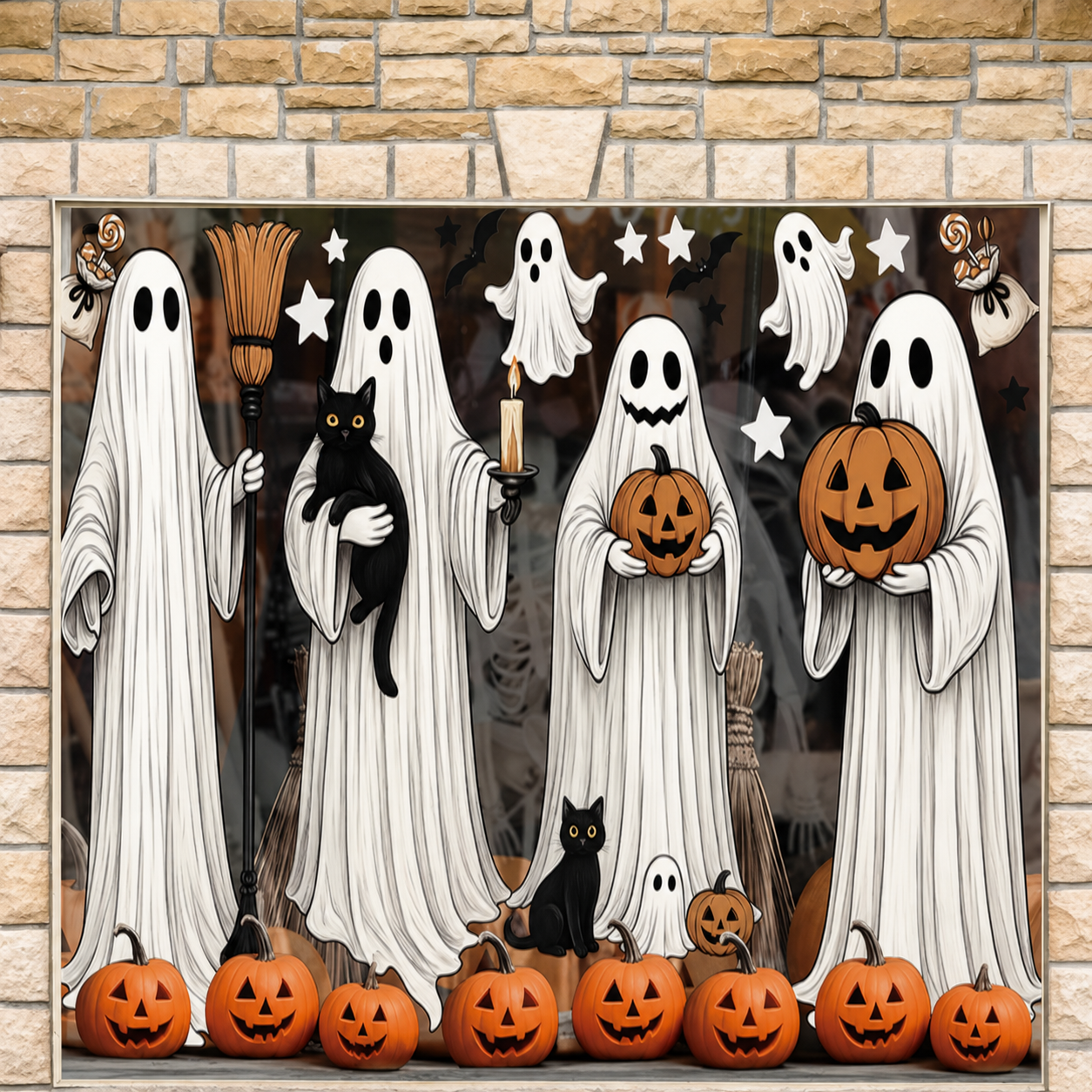 Large Halloween Garage Door Decoration Banner, Outdoor Holiday Backdrop & Themed Scene Decor