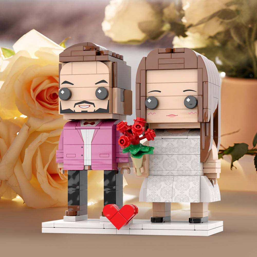 Couple Gift Present For Love Birds Customizable Fully Body 2 People Custom Brick Figures Universal Interlocking Plastic Toy Gift to Remember - Get Photo Blanket