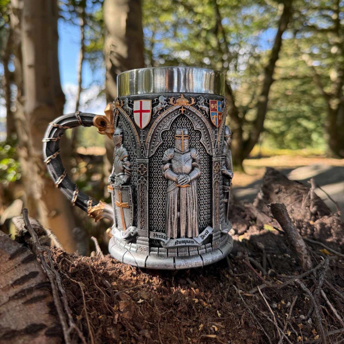 European Medieval Soldier Beer Mug, Large Stainless Steel Coffee Cup, Water Cup