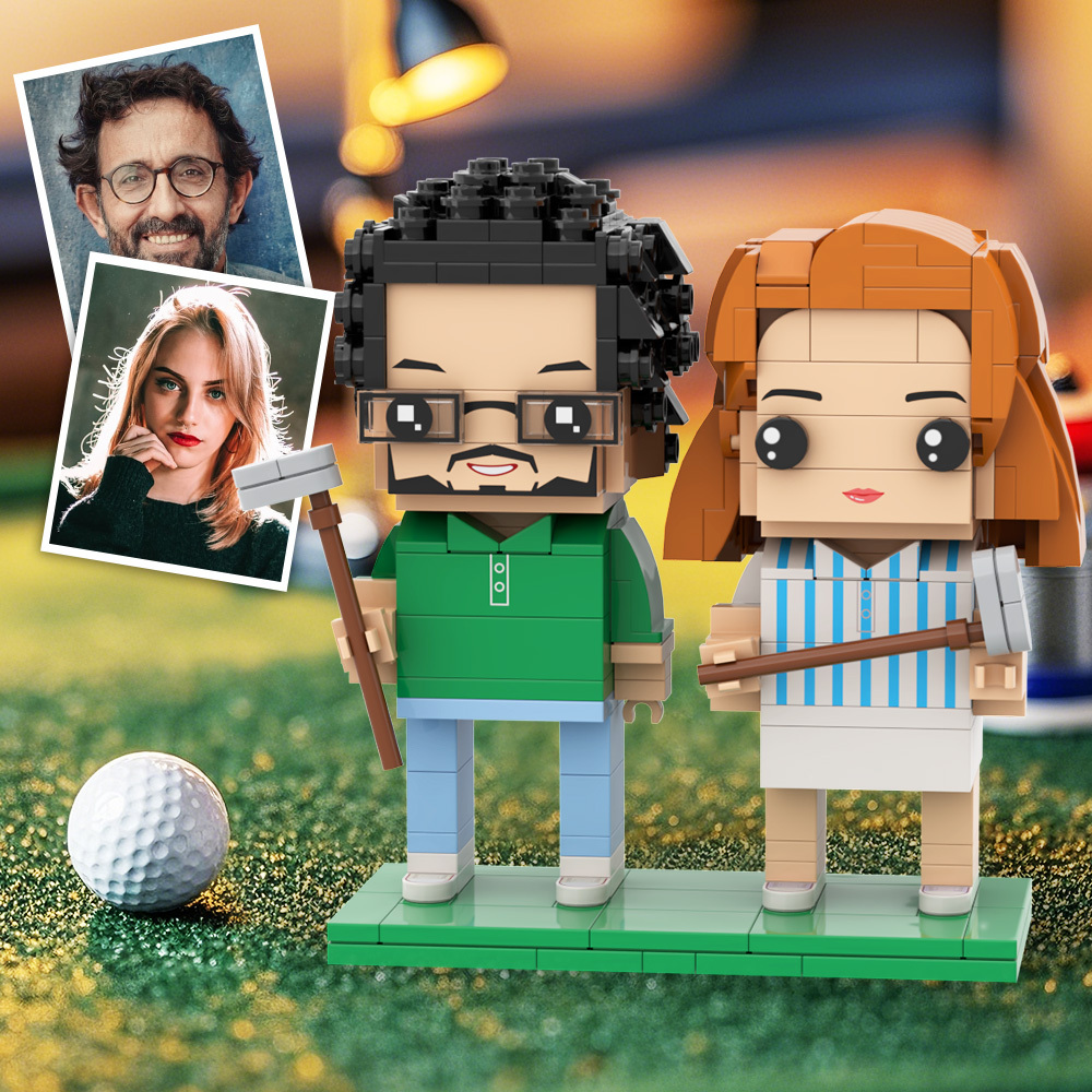 Customized Head Golfer Posing Brick Figure with Engraved Text Occupational Gift - Get Photo Blanket