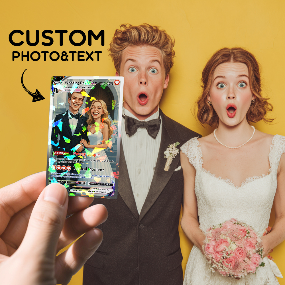 Personalized Poke Card Customize Anime Acrylic Card for Couple Legendary Card Ornament Anniversary Gift - Get Photo Blanket