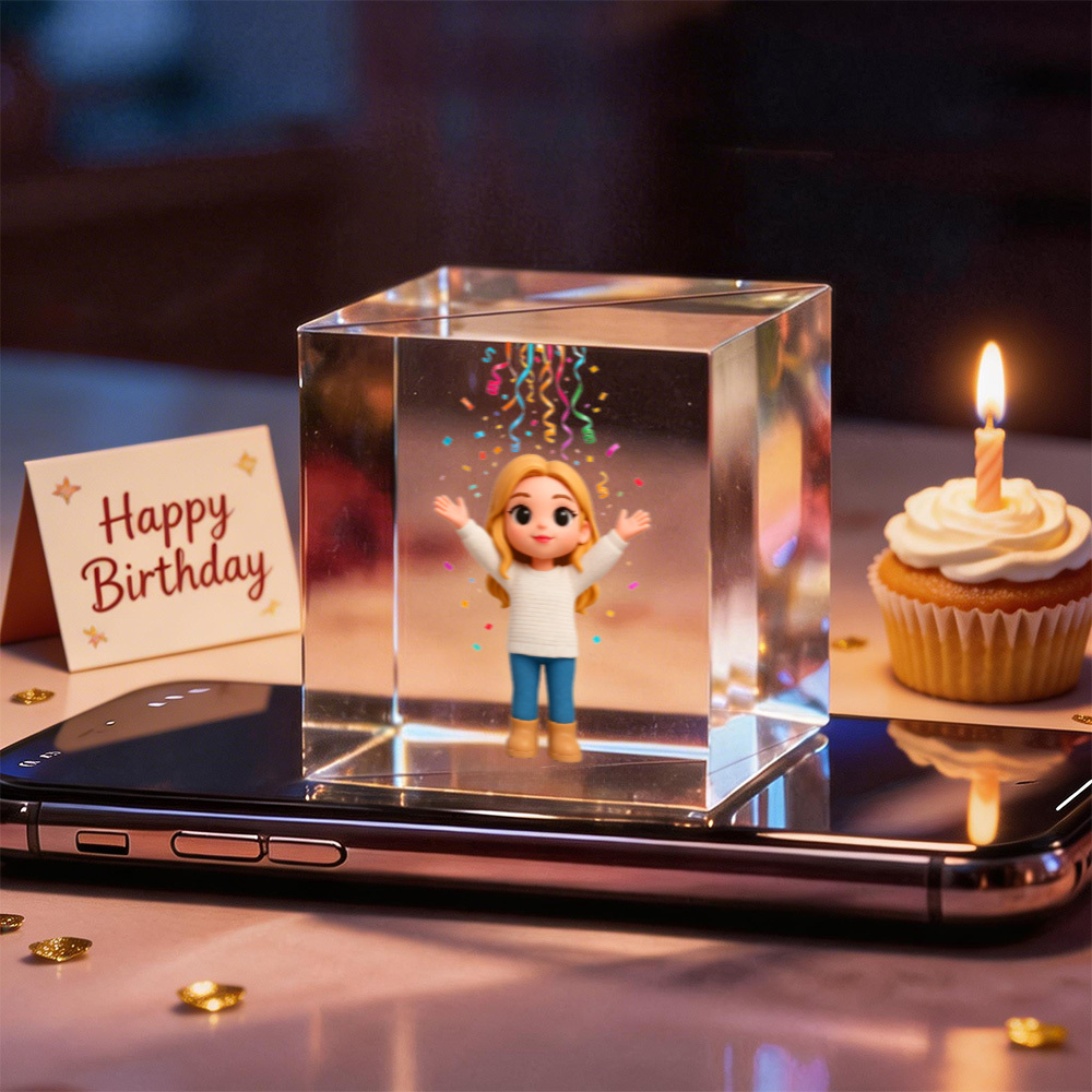 3D Cartoon Birthday Lumina Boxes Hologram Video | High-Transmittance Hologram Material Image Birthday Day Gift - Get Photo Blanket