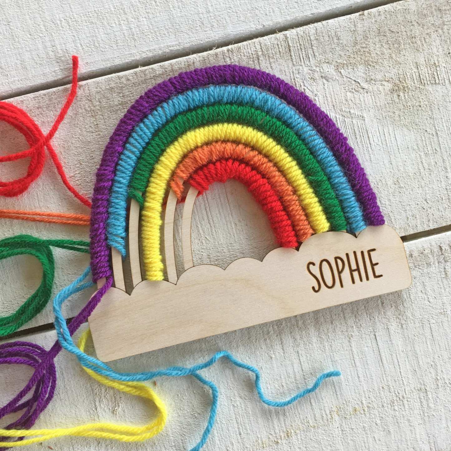 Personalized Rainbow Craft Kit - Yarn & Tool included