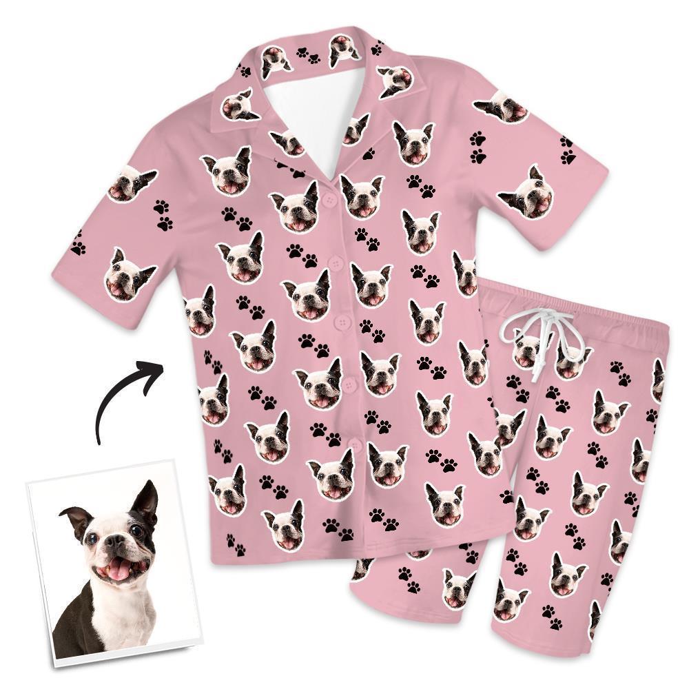 Custom Dog Photo Short Pajama Pants, Nightwear, Sleepwear, Footprints - Get Photo Blanket