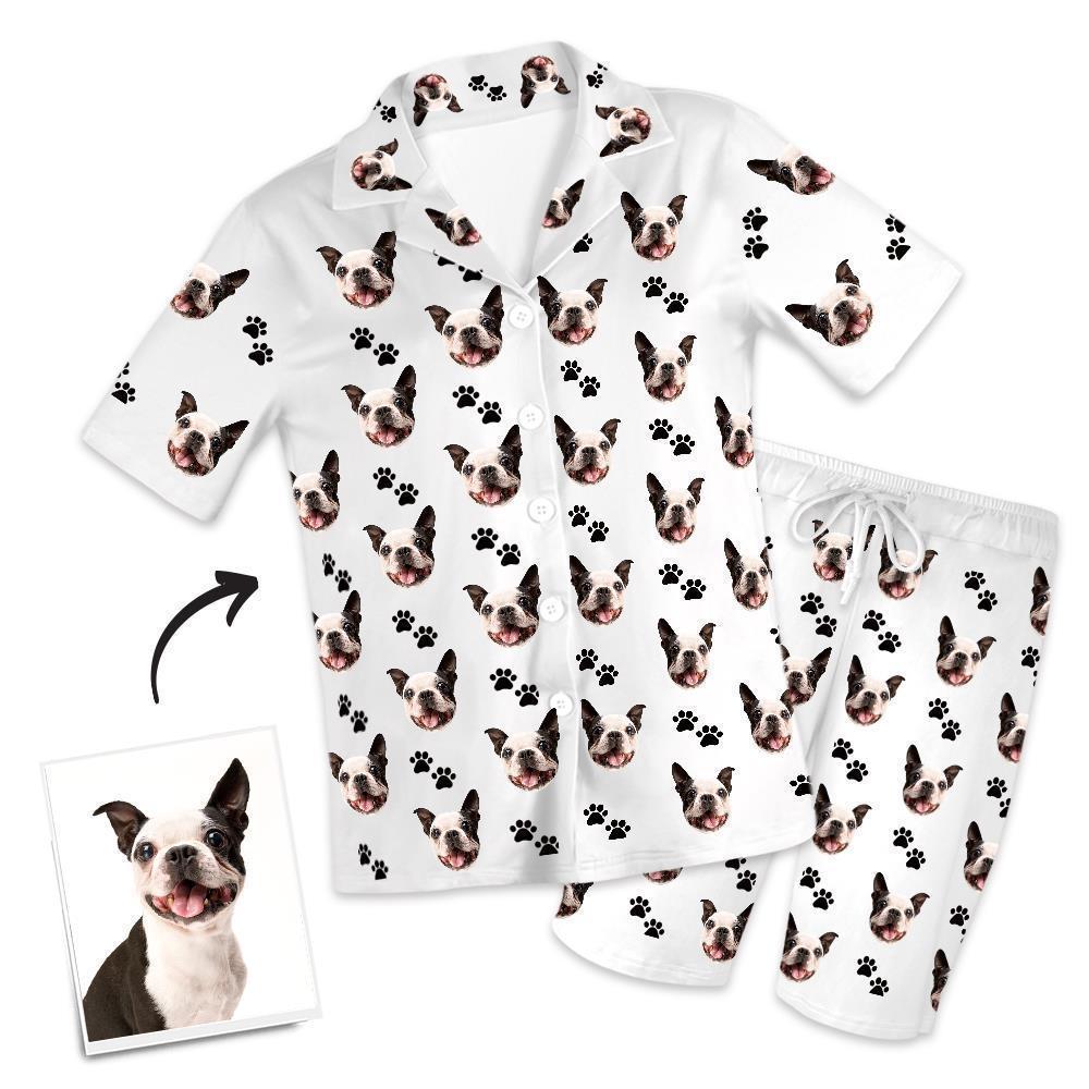 Custom Dog Photo Short Pajama Pants, Nightwear, Sleepwear, Footprints - Get Photo Blanket