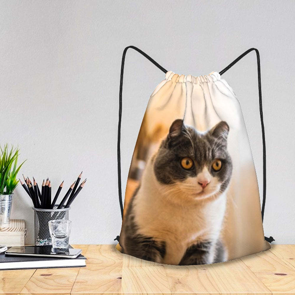 Back To School Gifts Customized Drawstring Sportpack with Photo Pet Bag For Supplies Git for Pet Lover - Get Photo Blanket