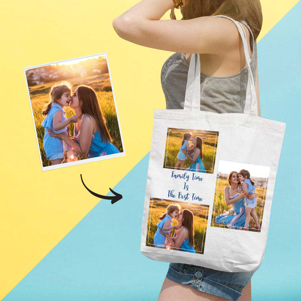 Gift for Mom Custom Tote Bag, Personalized Shopping Bag, Custom Storage Handbag, Mother's Day Gift - Get Photo Blanket