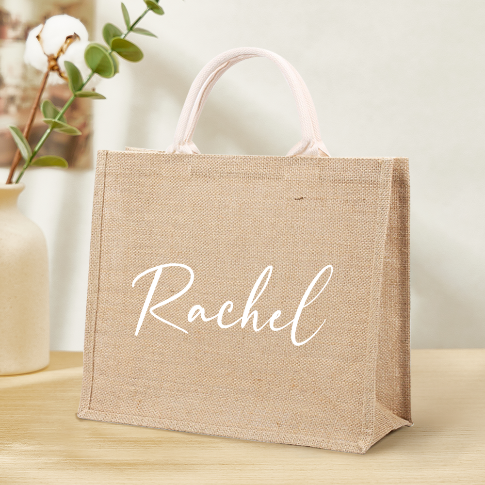 Personalized Burlap Bags Custom Name Monogram Beach Tote Bag Gifts for Her - Get Photo Blanket