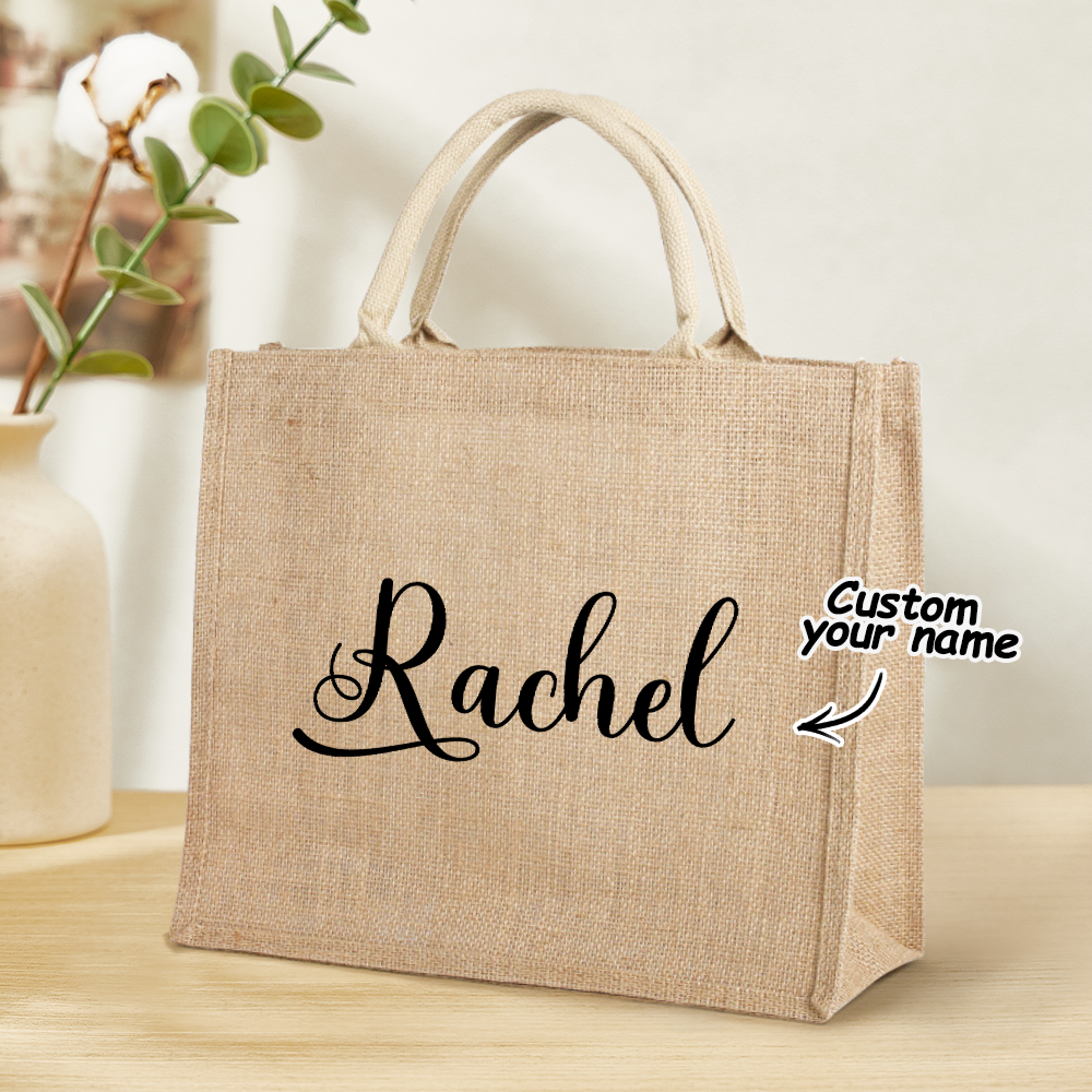 Personalized Burlap Bags Custom Name Monogram Beach Tote Bag Gifts for Her - Get Photo Blanket
