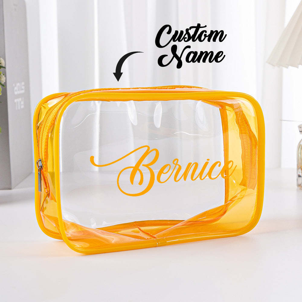 Personalized Name Makeup Bag Clear Waterproof Cosmetic Bag Birthday Wedding Gift for Her - Get Photo Blanket