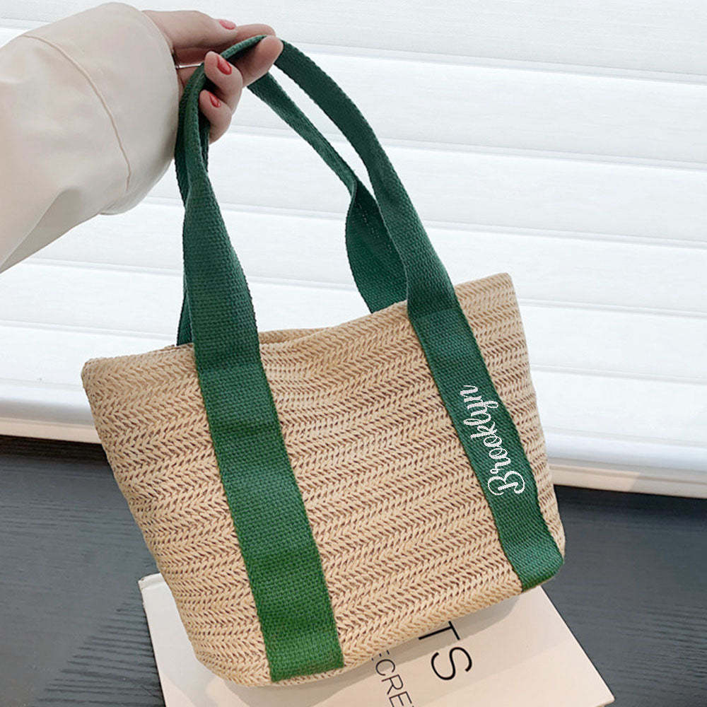 Personalized Beach Straw Bags Custom Tote Bag Bridal Shower Bag Wedding Gift for Bridesmaid Bride - Get Photo Blanket