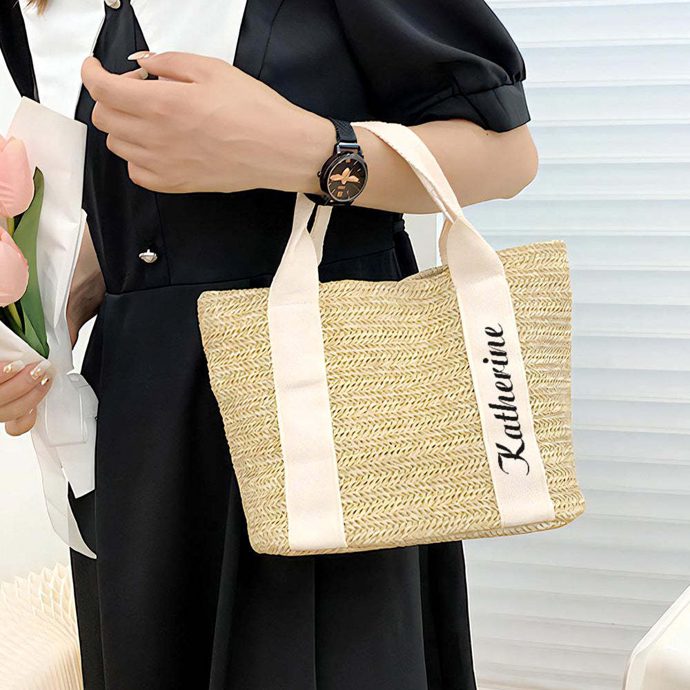 Personalized Beach Straw Bags Custom Tote Bag Bridal Shower Bag Wedding Gift for Bridesmaid Bride - Get Photo Blanket