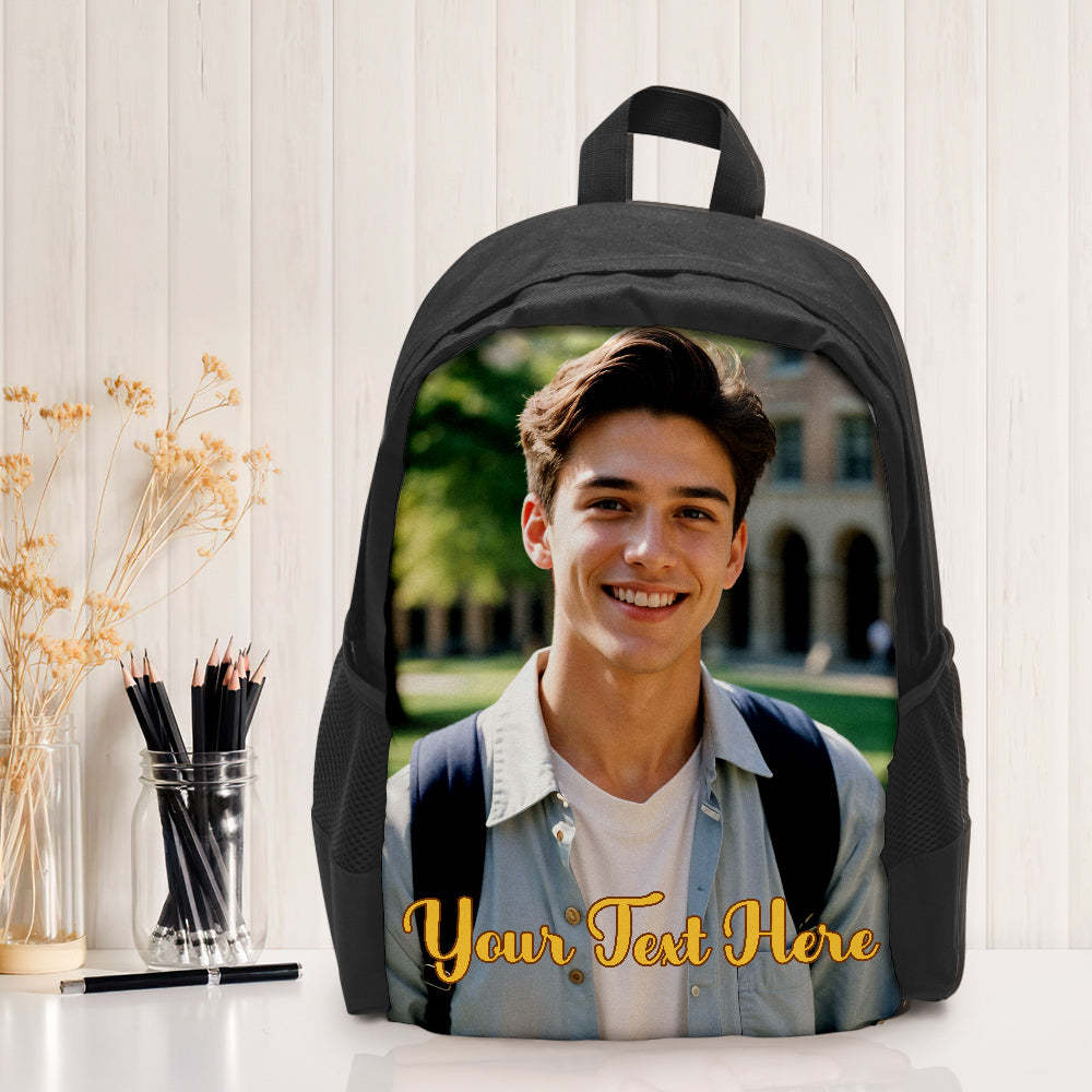 Custom Photo School Backpack, Back To School Gifts, Personalized Photo Text Backpack - Get Photo Blanket