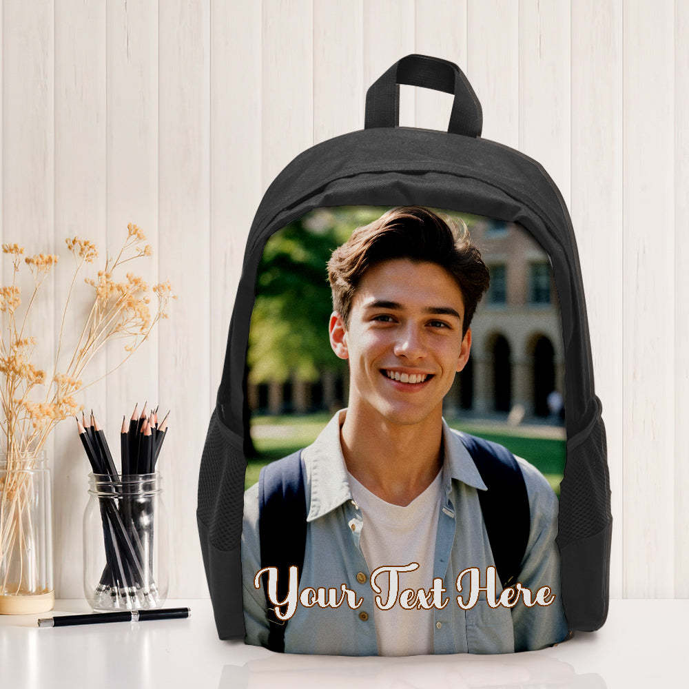 Custom Photo School Backpack, Back To School Gifts, Personalized Photo Text Backpack - Get Photo Blanket