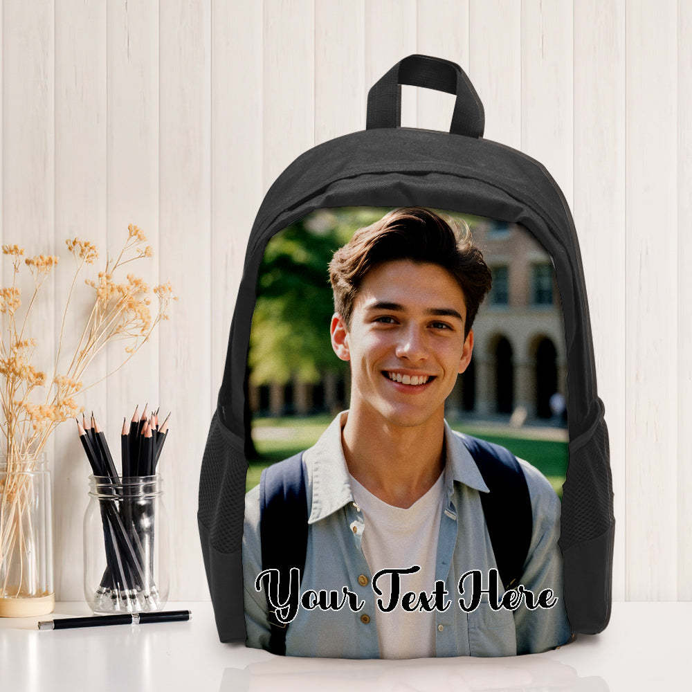 Custom Photo School Backpack, Back To School Gifts, Personalized Photo Text Backpack - Get Photo Blanket