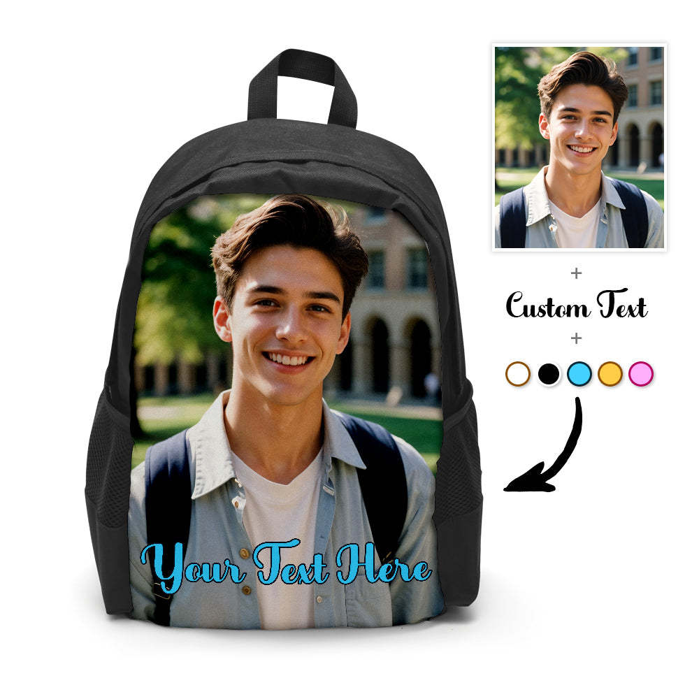 Custom Photo School Backpack, Back To School Gifts, Personalized Photo Text Backpack - Get Photo Blanket