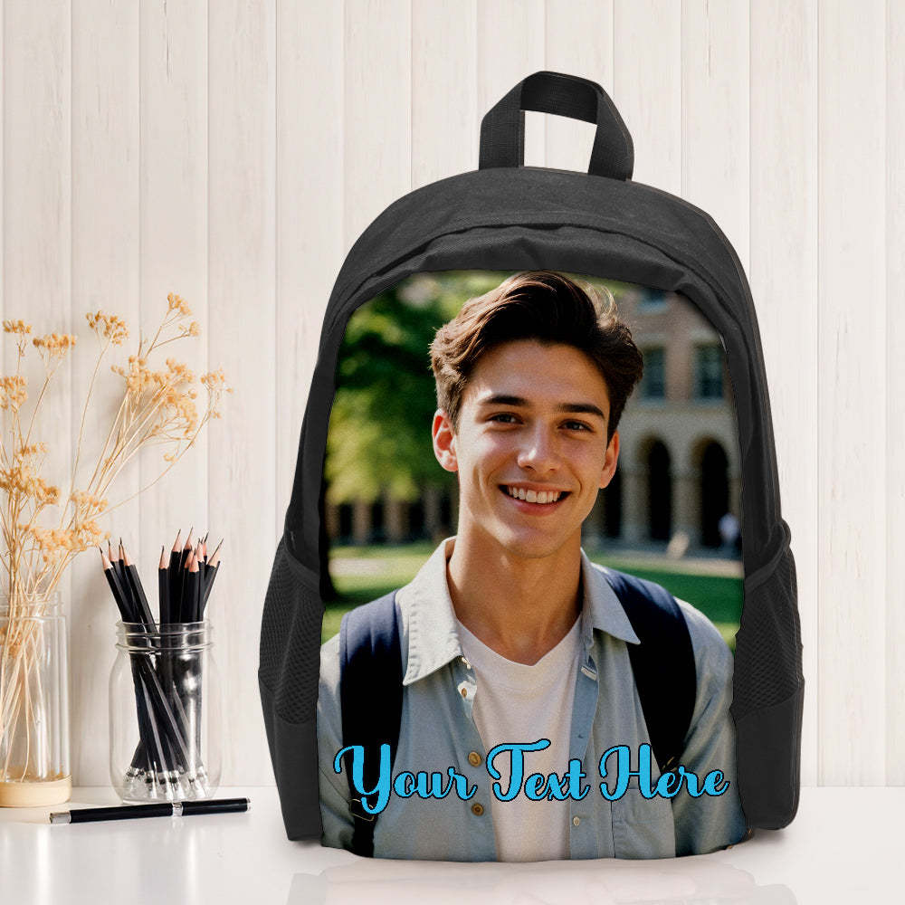 Custom Photo School Backpack, Back To School Gifts, Personalized Photo Text Backpack - Get Photo Blanket