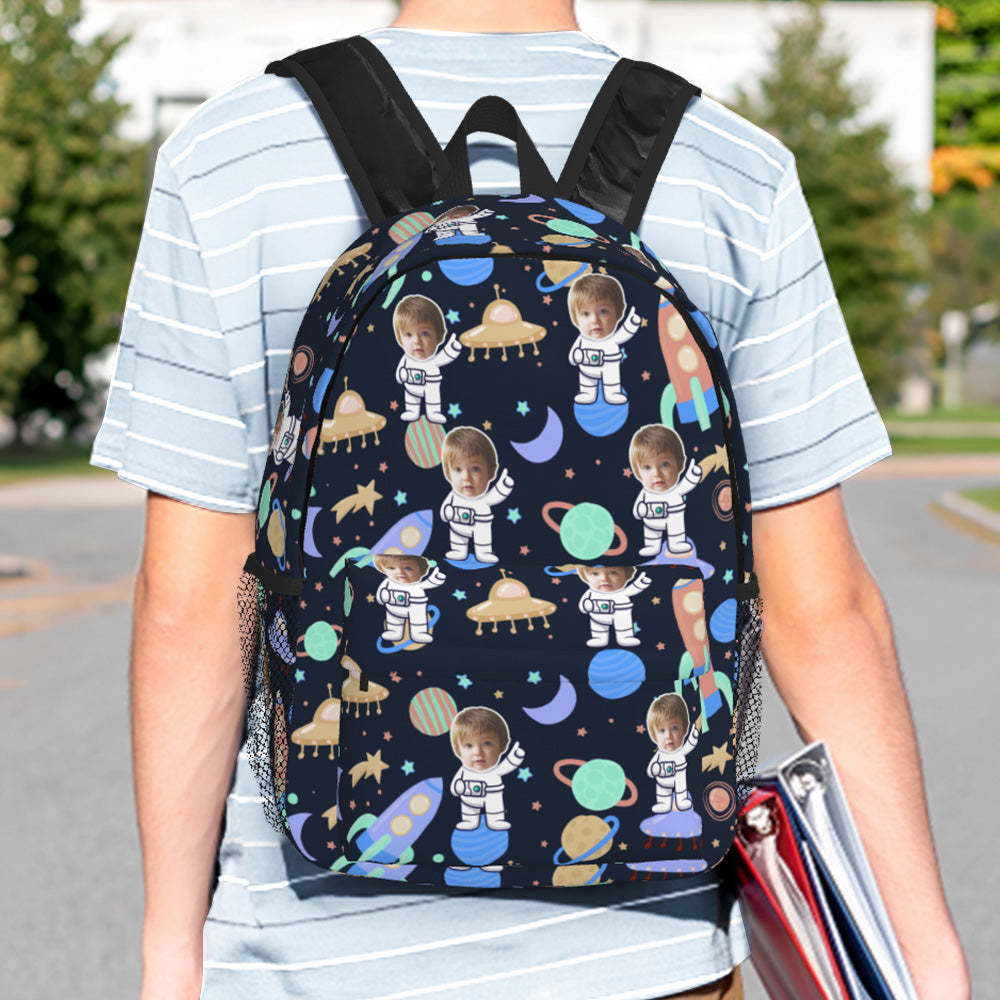 Custom Face Backpack Personalised Space School Bag for Kids - Get Photo Blanket