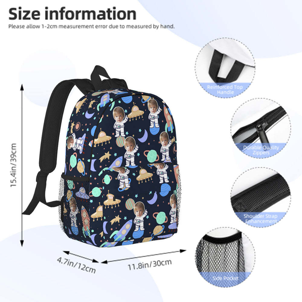 Custom Face Backpack Personalised Space School Bag for Kids - Get Photo Blanket