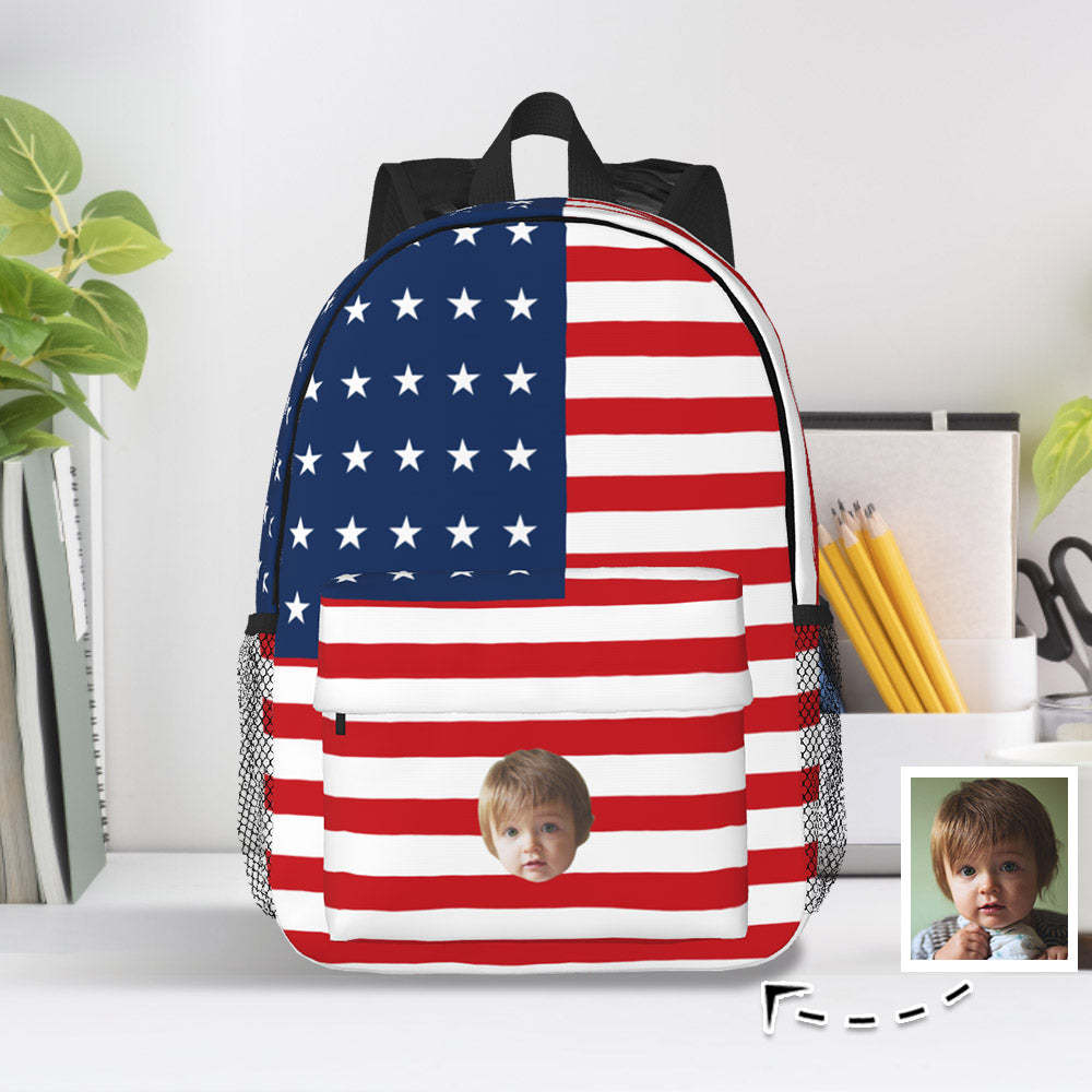 Custom Face Backpack Personalised Flag School Bag - Get Photo Blanket