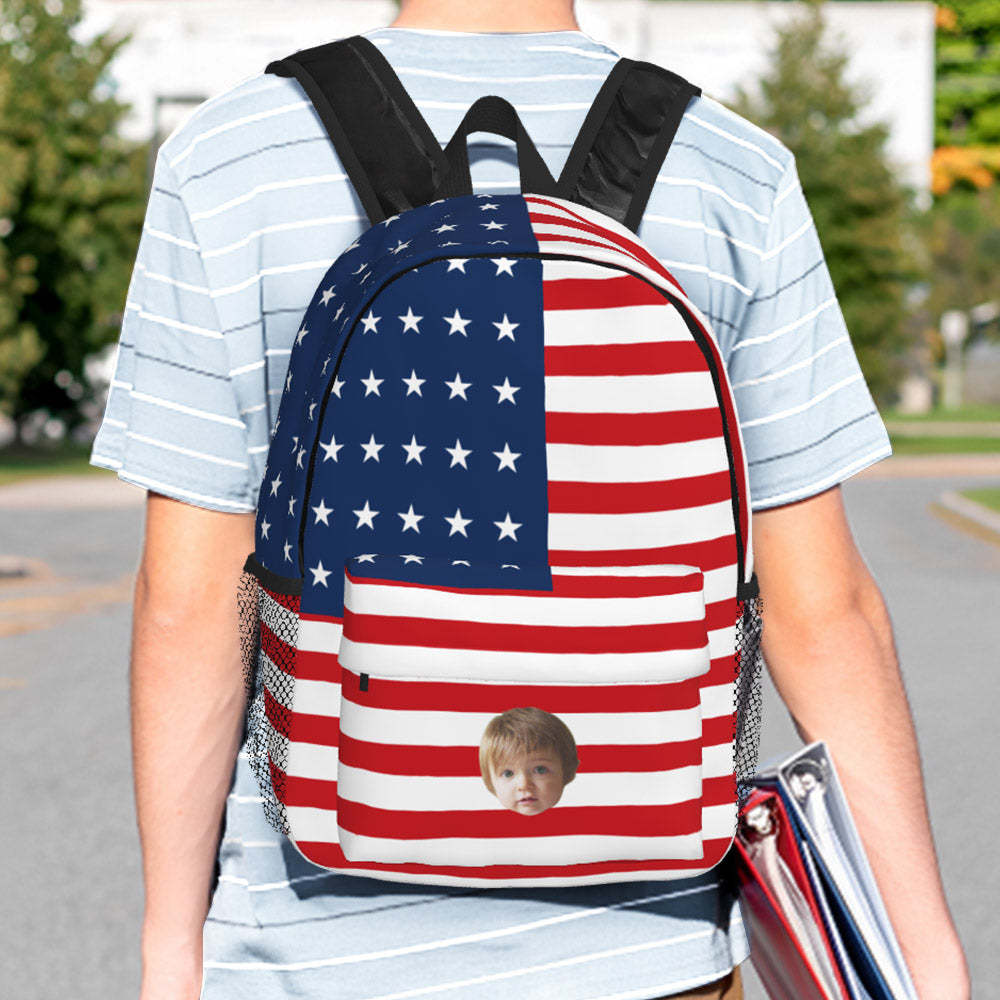 Custom Face Backpack Personalised Flag School Bag - Get Photo Blanket