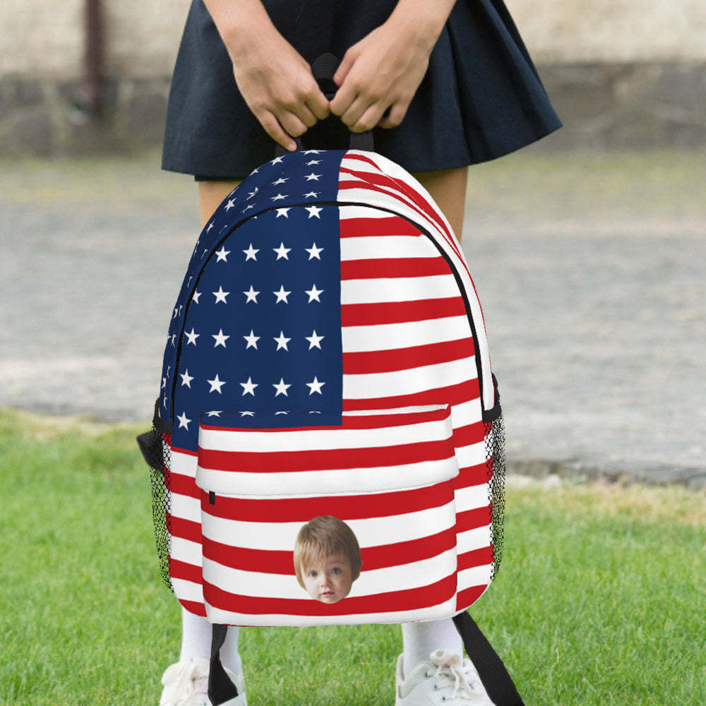 Custom Face Backpack Personalised Flag School Bag - Get Photo Blanket