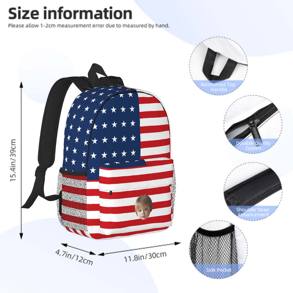 Custom Face Backpack Personalised Flag School Bag - Get Photo Blanket