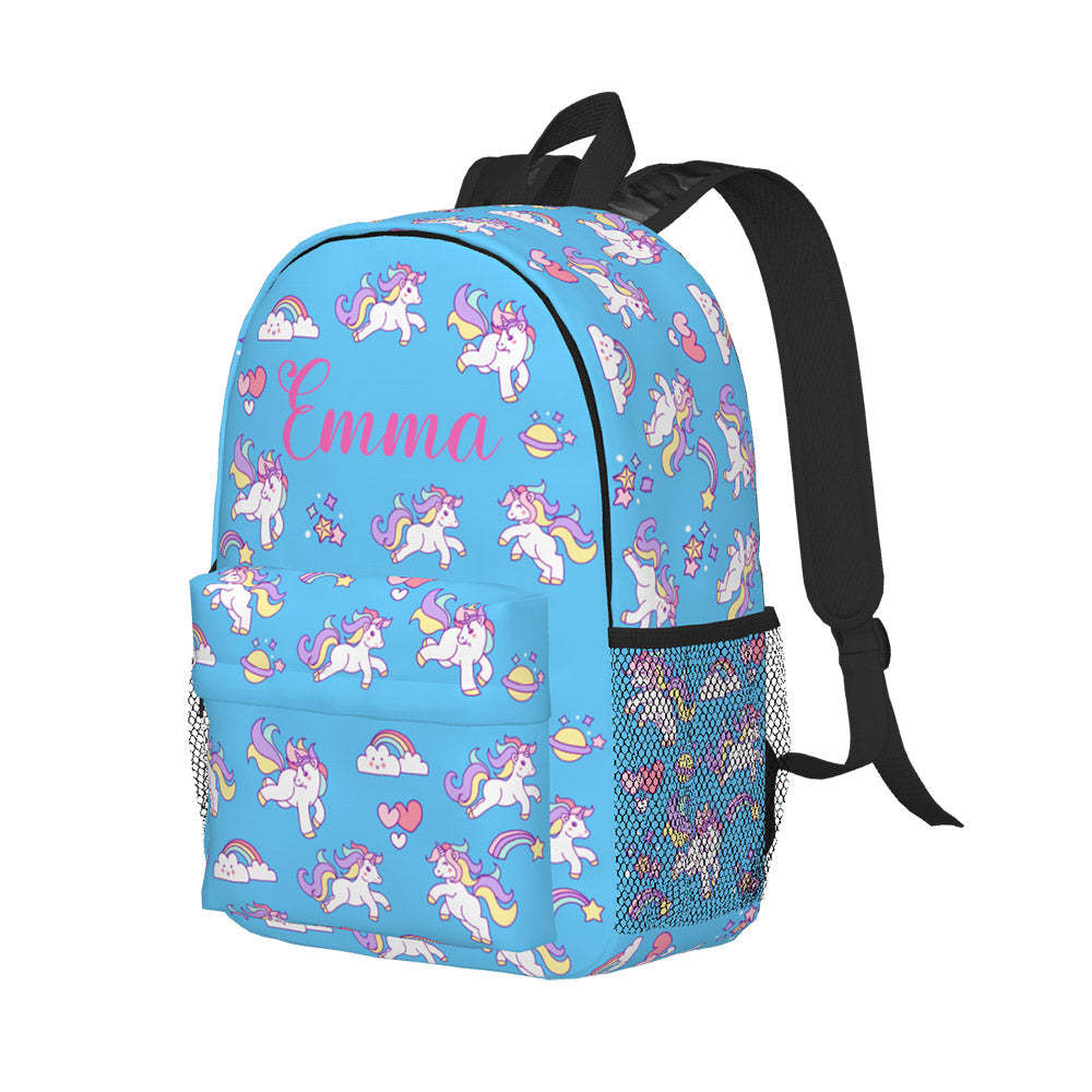 Custom Name Backpack Personalised Unicorn School Bag - Get Photo Blanket