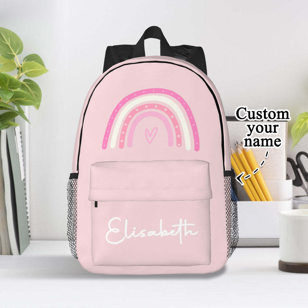 Custom Name Backpack Personalised Rainbow Design School Bag - Get Photo Blanket