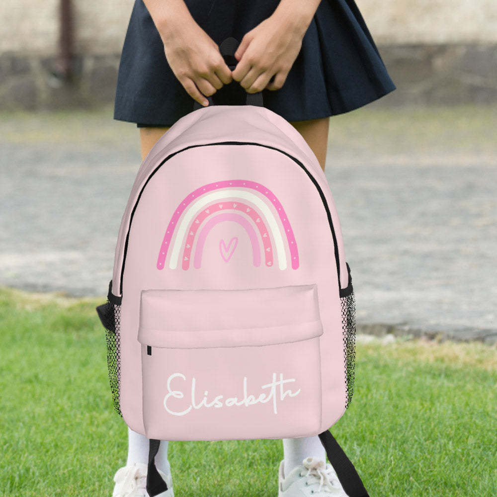 Custom Name Backpack Personalised Rainbow Design School Bag - Get Photo Blanket