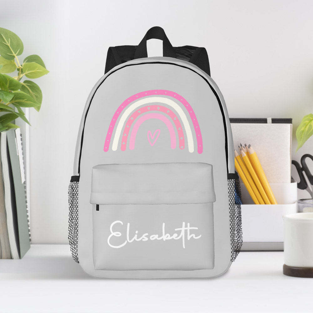 Custom Name Backpack Personalised Rainbow Design School Bag - Get Photo Blanket