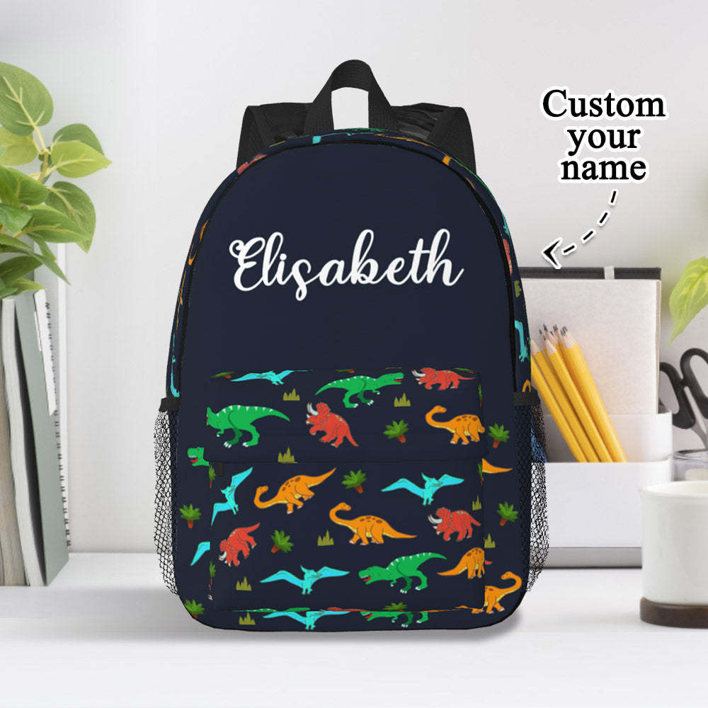 Custom Name Backpack Personalised Dinosaur School Bag for Kids - Get Photo Blanket