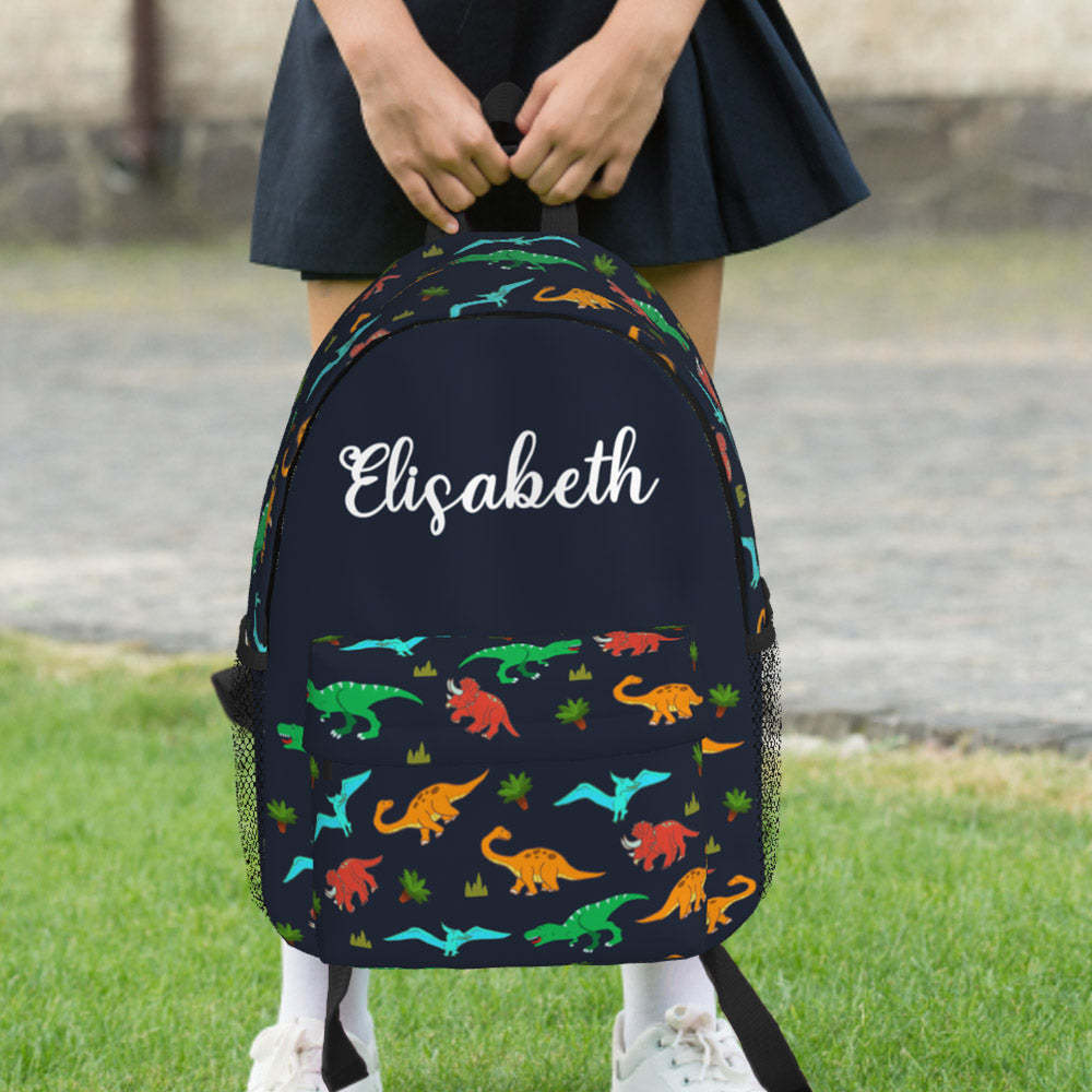 Custom Name Backpack Personalised Dinosaur School Bag for Kids - Get Photo Blanket