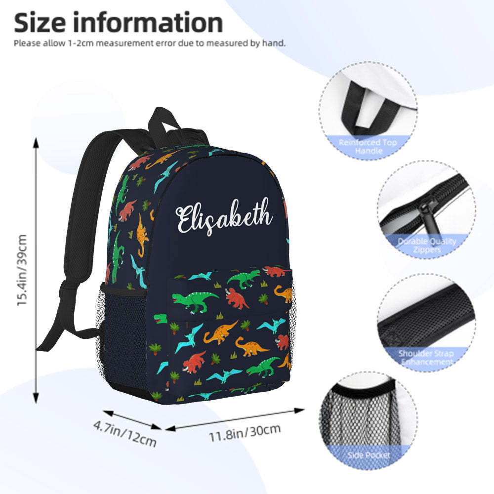 Custom Name Backpack Personalised Dinosaur School Bag for Kids - Get Photo Blanket