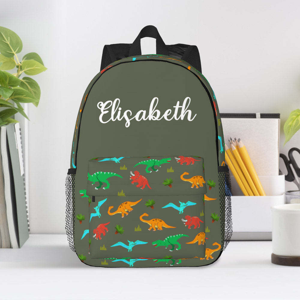 Custom Name Backpack Personalised Dinosaur School Bag for Kids - Get Photo Blanket