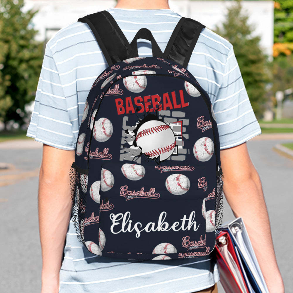 Custom Name Backpack Personalised Baseball School Bag for Kids - Get Photo Blanket