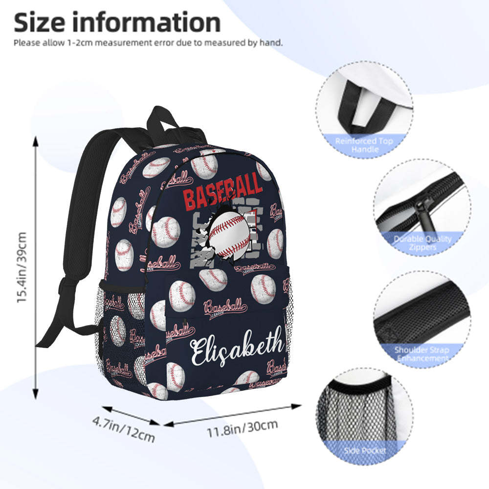 Custom Name Backpack Personalised Baseball School Bag for Kids - Get Photo Blanket