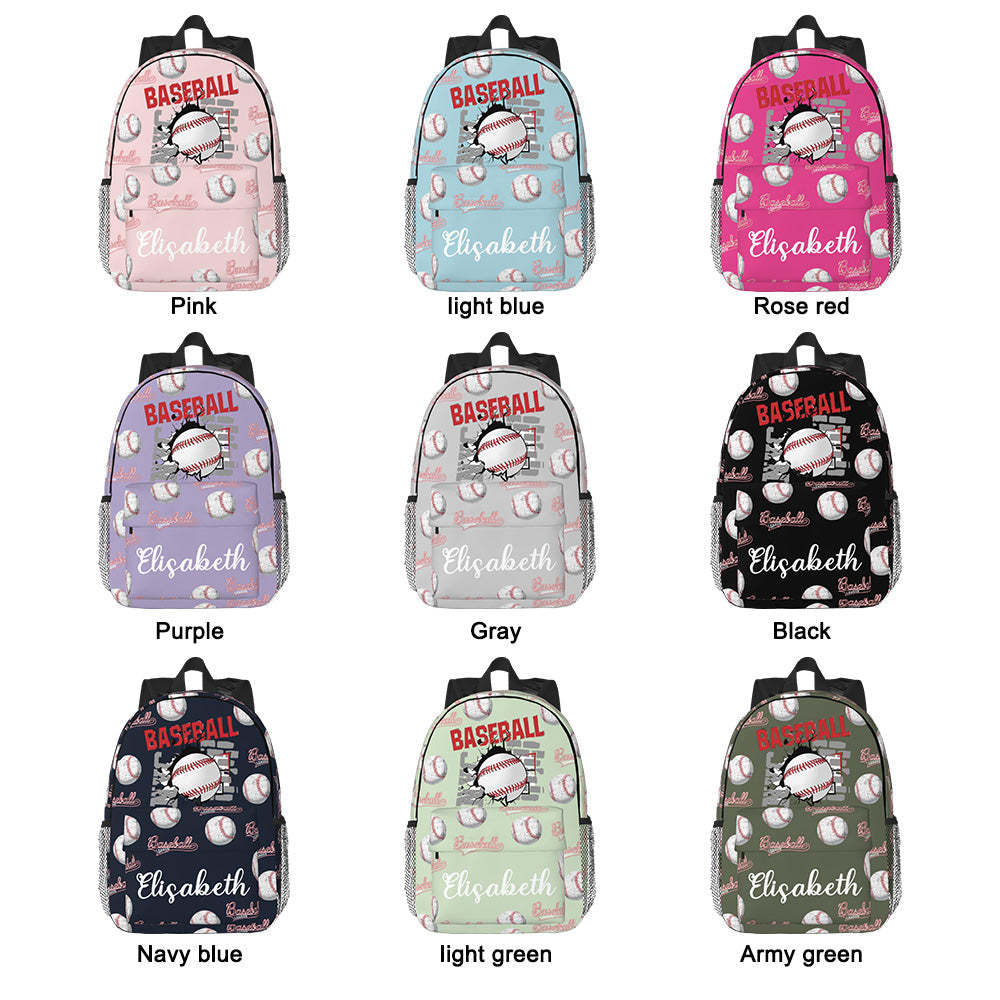 Custom Name Backpack Personalised Baseball School Bag for Kids - Get Photo Blanket