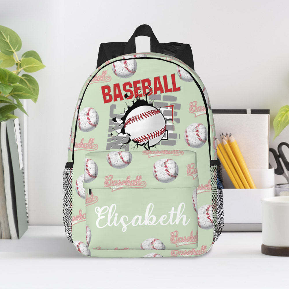 Custom Name Backpack Personalised Baseball School Bag for Kids - Get Photo Blanket